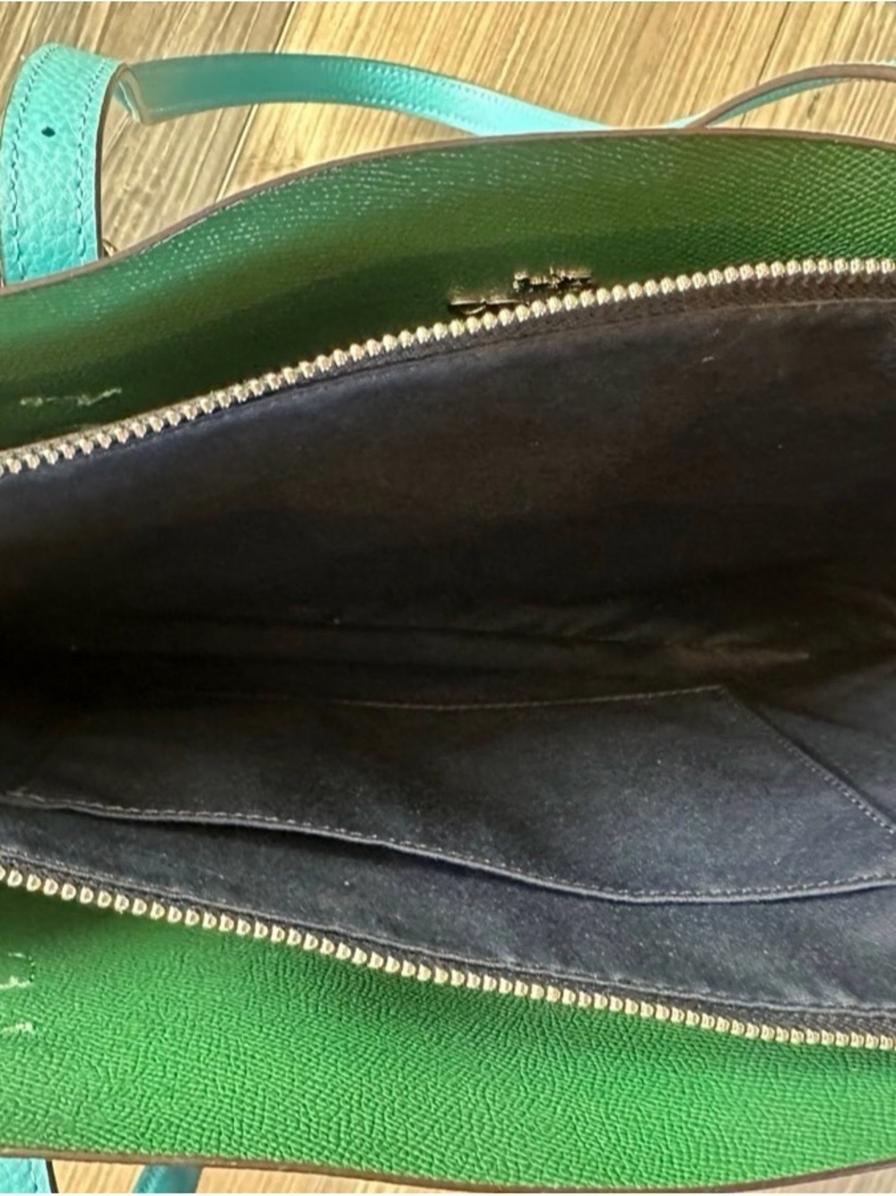 Coach Mollie Tote Large Pebble Leather in Turquoise Blue - Picture 6 of 6